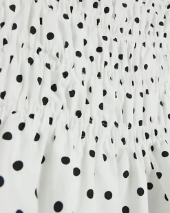 River Island Plus Polka Dot Shirred Bardot Top< Plus