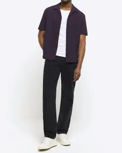 River Island regular fit seersucker revere shirt< Shirts