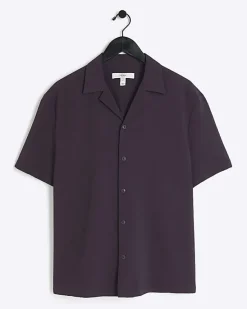 River Island regular fit seersucker revere shirt< Shirts