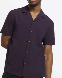 River Island regular fit seersucker revere shirt< Shirts