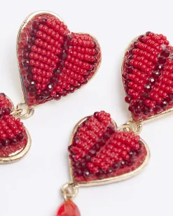 River Island beaded heart drop earrings< Jewellery