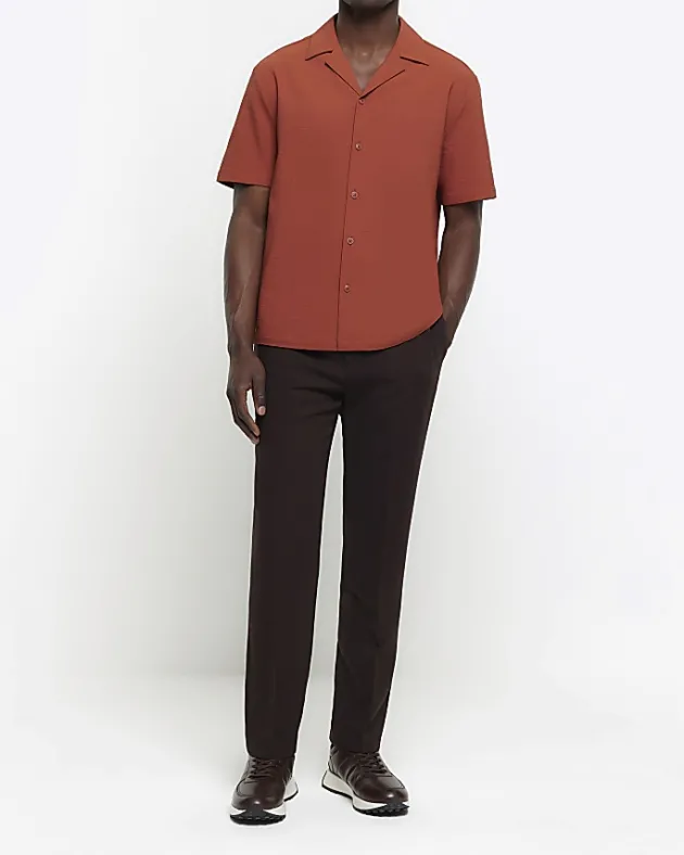 River Island regular fit seersucker revere shirt< Shirts
