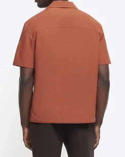 River Island regular fit seersucker revere shirt< Shirts