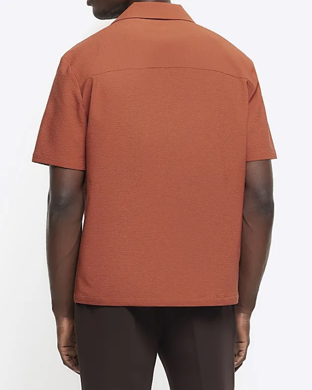 River Island regular fit seersucker revere shirt< Shirts