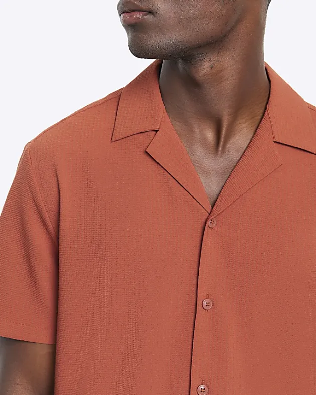 River Island regular fit seersucker revere shirt< Shirts