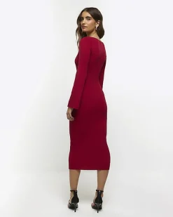 River Island rib long sleeve bodycon midi dress< Dresses