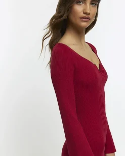 River Island rib long sleeve bodycon midi dress< Dresses