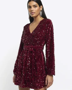 River Island sequin tie waist shift mini dress< Dresses
