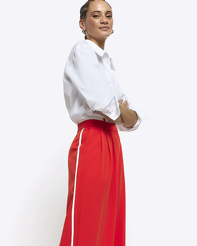 River Island side stripe wide leg trousers< Trousers