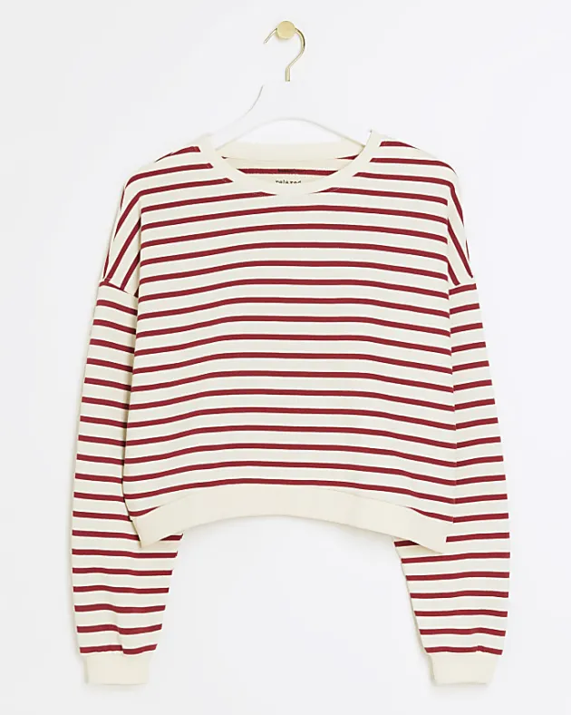 River Island stripe crop sweatshirt< Loungewear