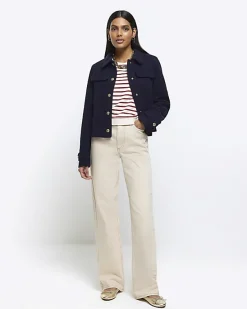 River Island stripe crop sweatshirt< Loungewear