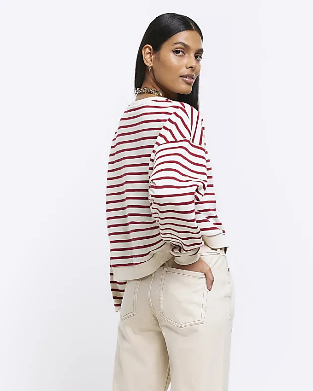River Island stripe crop sweatshirt< Loungewear