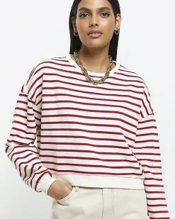 River Island stripe crop sweatshirt< Loungewear