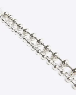 River Island Silver Ball Chain Multirow Necklace< Jewellery