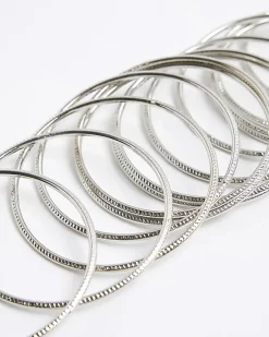 River Island Silver Bangle Stacking Bracelet Pack< Jewellery
