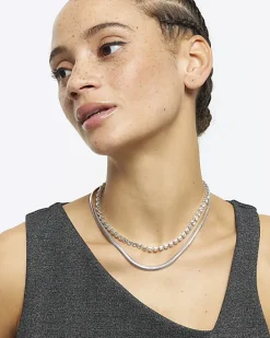 River Island Silver Chain Choker Necklace< Jewellery
