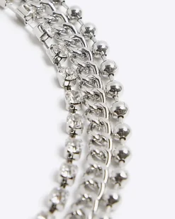 River Island Silver chain mix multirow necklace< Jewellery