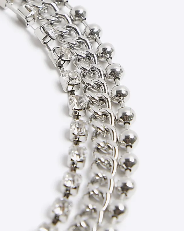 River Island Silver chain mix multirow necklace< Jewellery