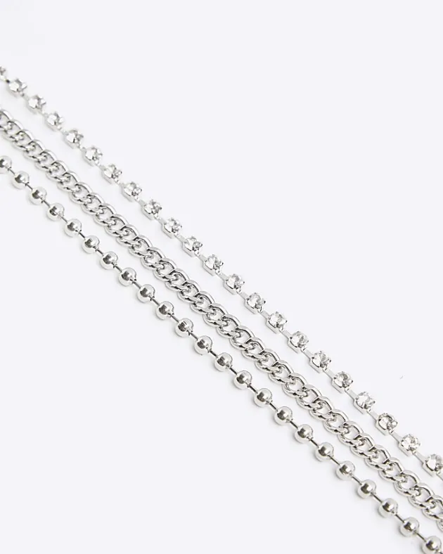 River Island Silver chain mix multirow necklace< Jewellery