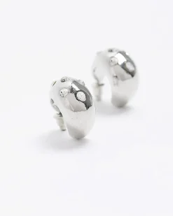 River Island Silver chunky diamante mini hoop earrings< Jewellery