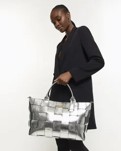 River Island Silver chunky weave shopper bag< Bags, Purses & Luggage