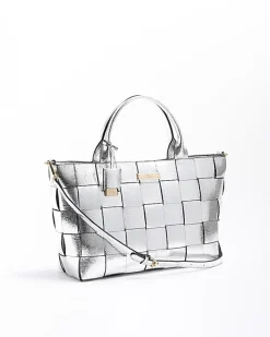 River Island Silver chunky weave shopper bag< Bags, Purses & Luggage