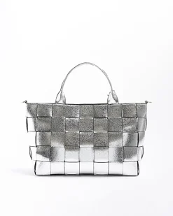 River Island Silver chunky weave shopper bag< Bags, Purses & Luggage
