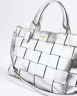River Island Silver chunky weave shopper bag< Bags, Purses & Luggage