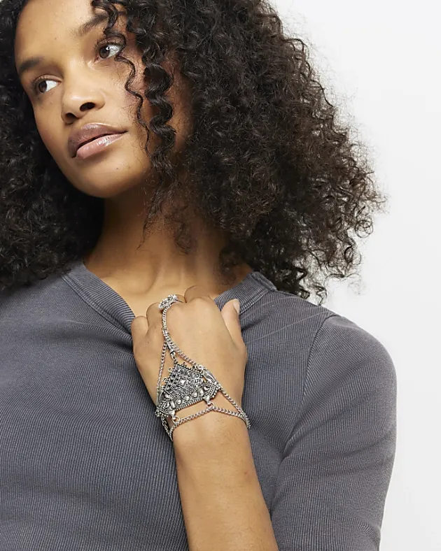 River Island Silver Coin Hand Chain< Jewellery