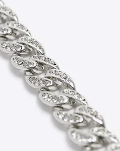 River Island Silver colour chain diamante bracelet< Jewellery & Watches
