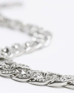 River Island Silver colour chain diamante bracelet< Jewellery & Watches