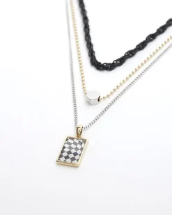 River Island Silver colour checkerboard multirow necklace< Jewellery & Watches