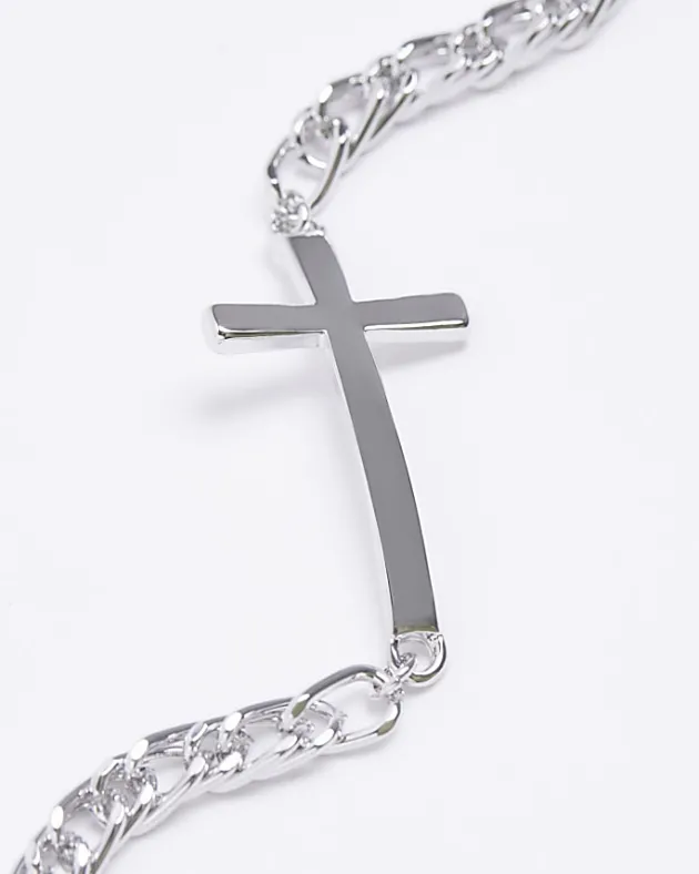 River Island Silver colour cross bracelet< Jewellery & Watches