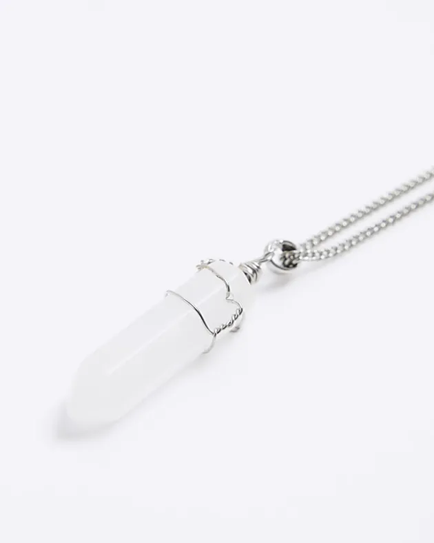 River Island Silver colour quartz pendant necklace< Jewellery & Watches