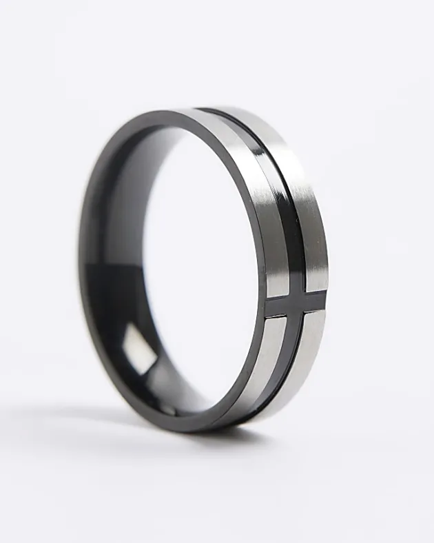 River Island Silver colour stainless steel cross ring< Jewellery & Watches