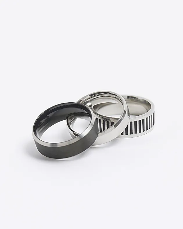 River Island Silver colour stainless steel ring multipack< Jewellery & Watches