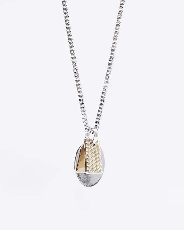River Island Silver colour tag and disc necklace< Jewellery & Watches