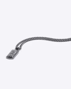 River Island Silver CRACKLE DOG TAG NECKLACE< Jewellery & Watches