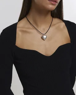 River Island Silver Heart Necklace< Jewellery