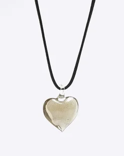River Island Silver Heart Necklace< Jewellery