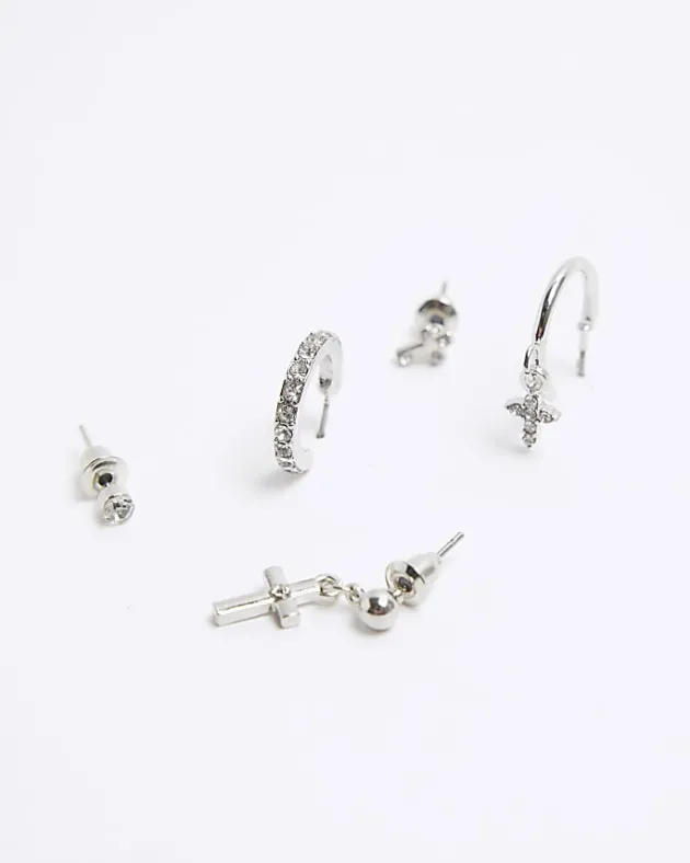 River Island Silver hoop and ear earrings multipack< Jewellery