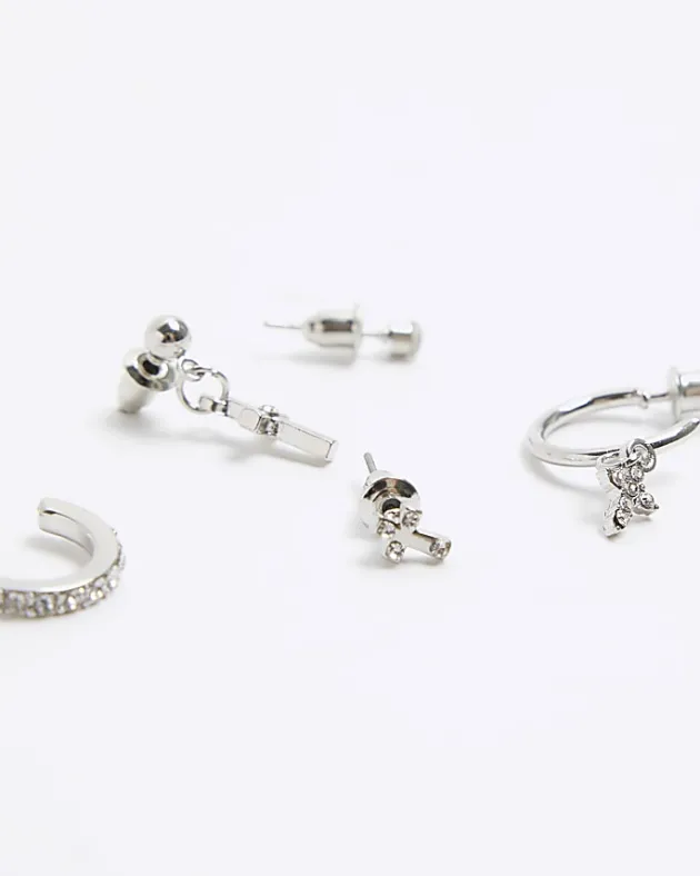 River Island Silver hoop and ear earrings multipack< Jewellery