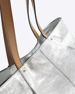 River Island Silver leather metallic shopper bag< Bags, Purses & Luggage
