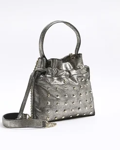 River Island Silver leather studded cross body bag< Bags, Purses & Luggage