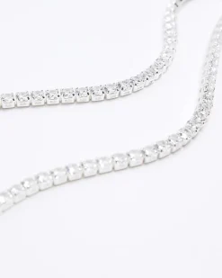 River Island Silver plated diamante necklace< Jewellery & Watches