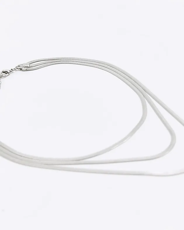 River Island Silver Sleek Multirow Necklace< Jewellery