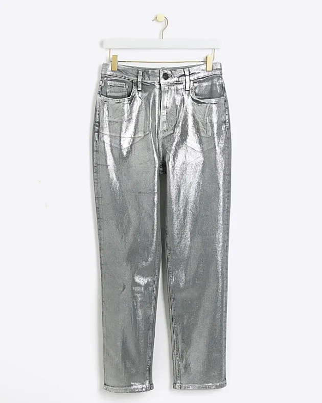 River Island Silver slim straight coated jeans< Jeans