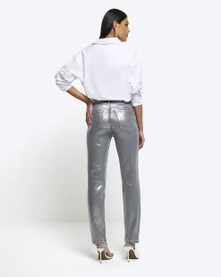 River Island Silver slim straight coated jeans< Jeans