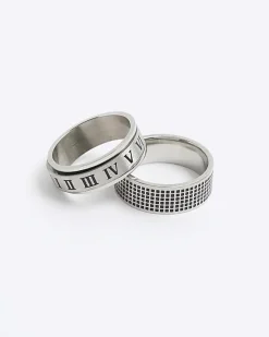 River Island Silver stainless steel roman numeral ring< Jewellery & Watches