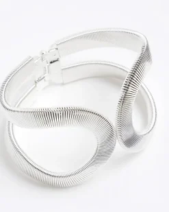 River Island Silver Textured Bangle Bracelet< Jewellery